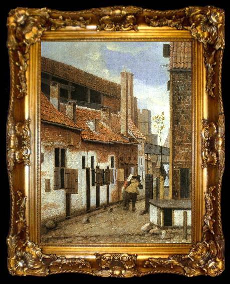 framed  Jacobus Vrel Street Scene with Six Figures, ta009-2